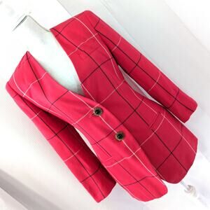 NWOT! SK & COMPANY! FUSCHIA PINK PLAID W/BLACK & WHITE, TAILORED JACKET! SZ 6